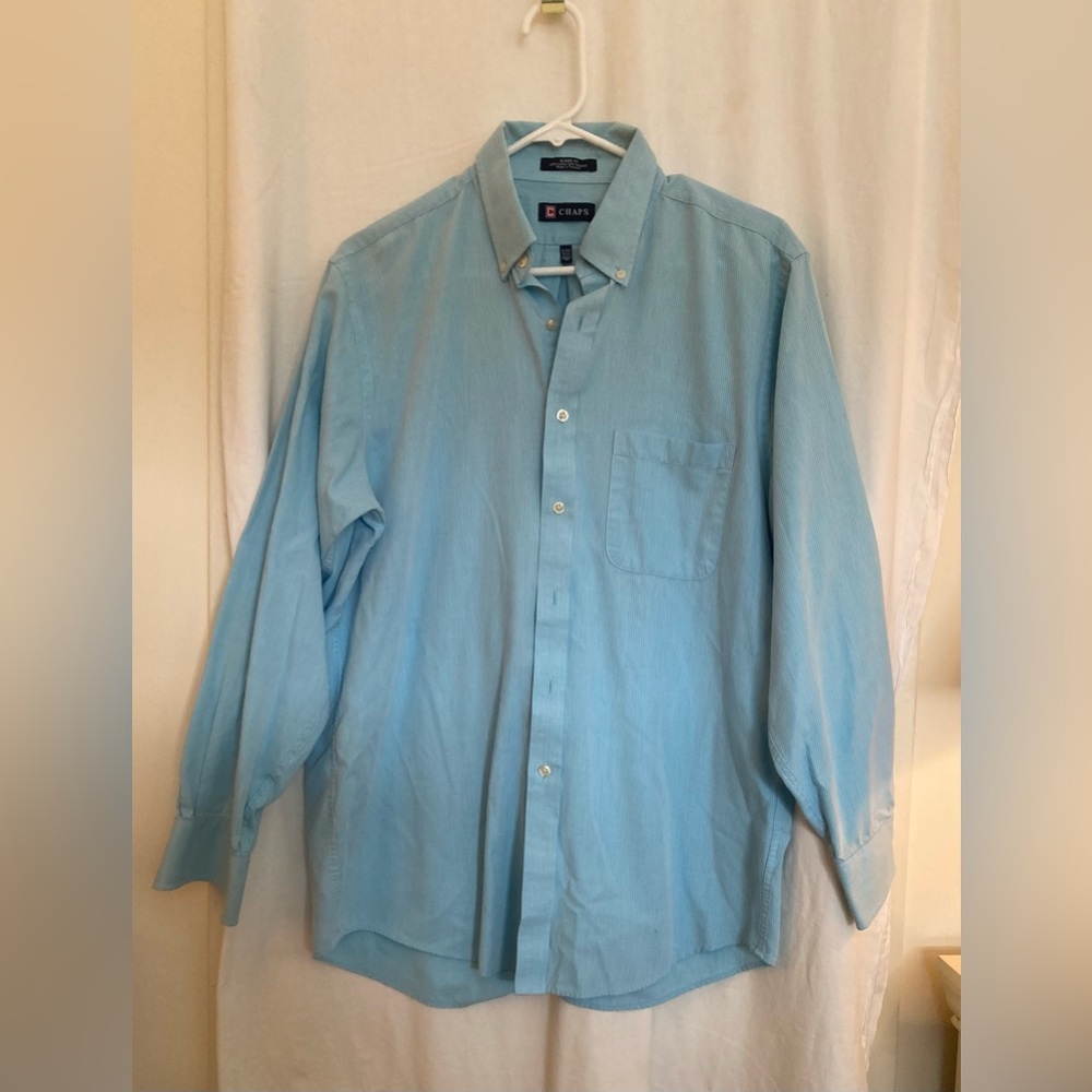 Chaps Long Sleeved Subtle Striped Button Down Dress Shirt. Size 15-15 1/2 32/33